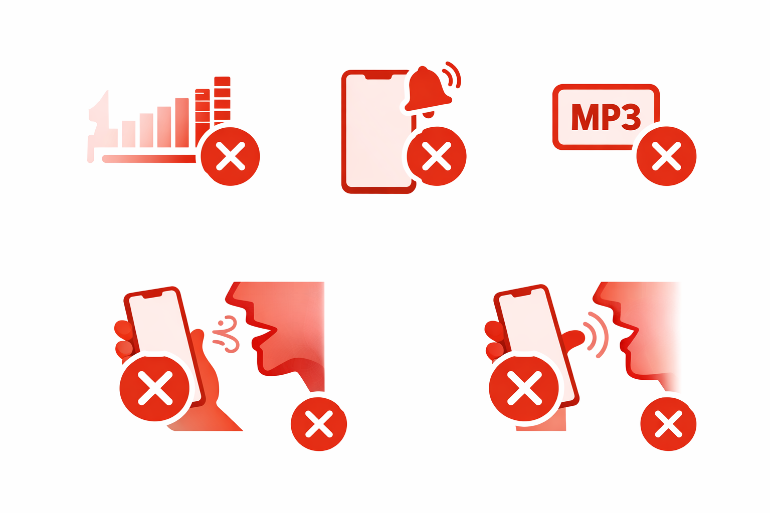 Infographic with the five most common mistakes when recording audio on a phone and how to avoid them